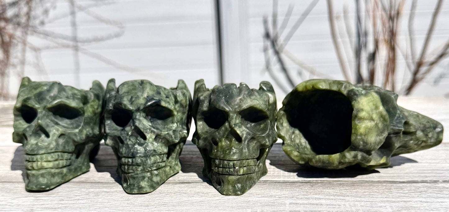 Natural Nephrite Skull Bowl Crystal